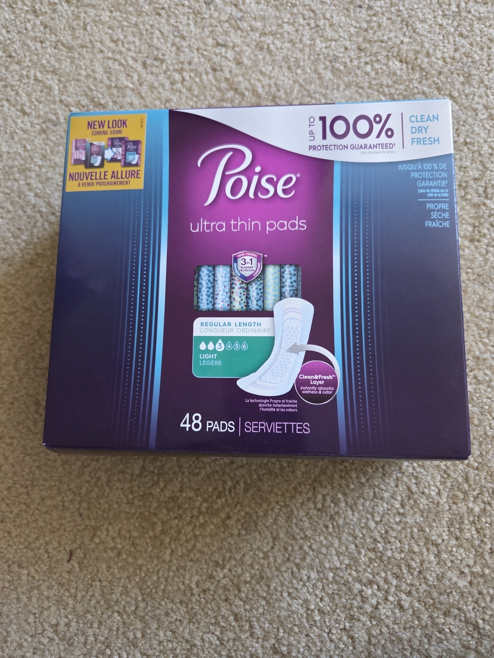 Poise Ultra Thin Incontinence Pads, Light Absorbency, Regular Length - 48 Ct NEW